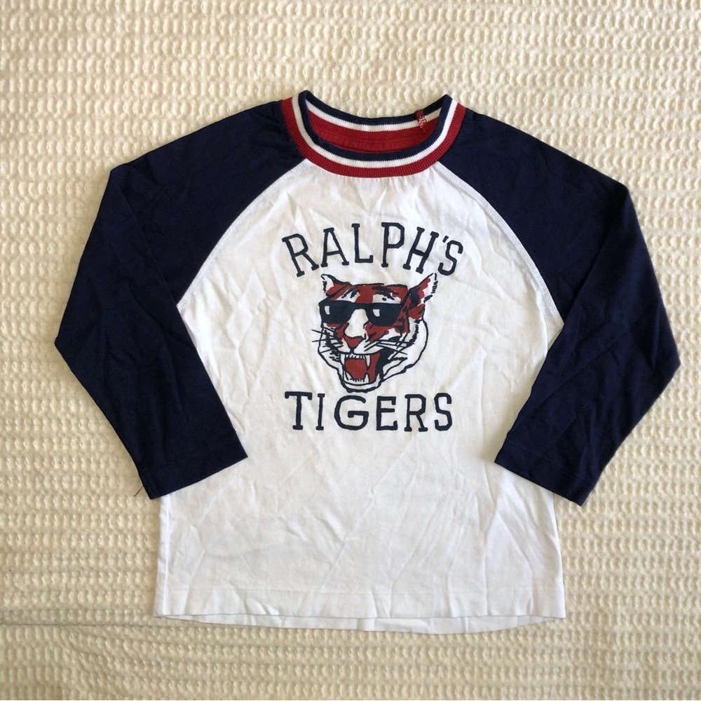 Polo Ralph Lauren Navy, White & Red Ralph’s Tiger Graphic Long Sleeve Tee 2T